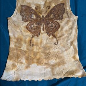 Butterfly beaded 90s style Women's Top - Brown